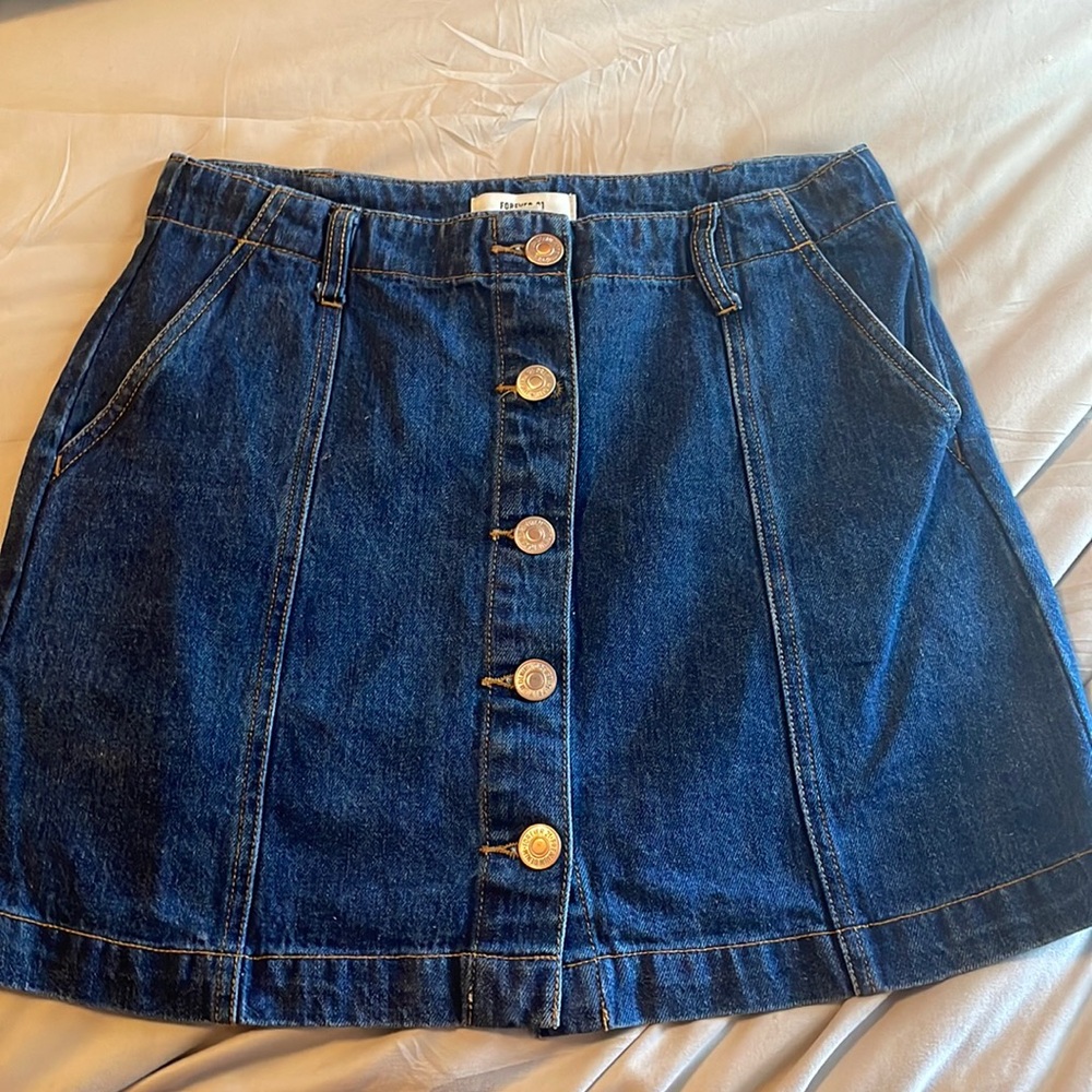 Dark Denim Button Up Jean Skirt